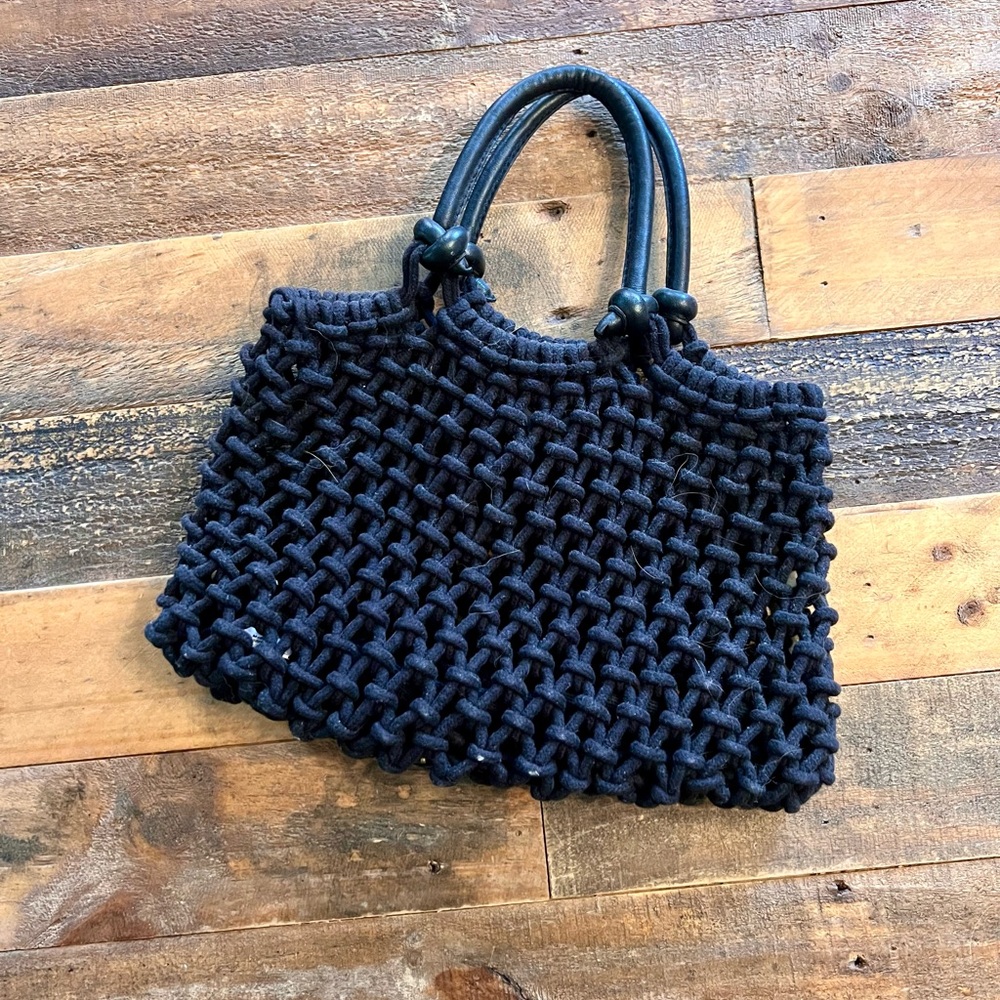 Clare V Black Knotted Macrame Tote